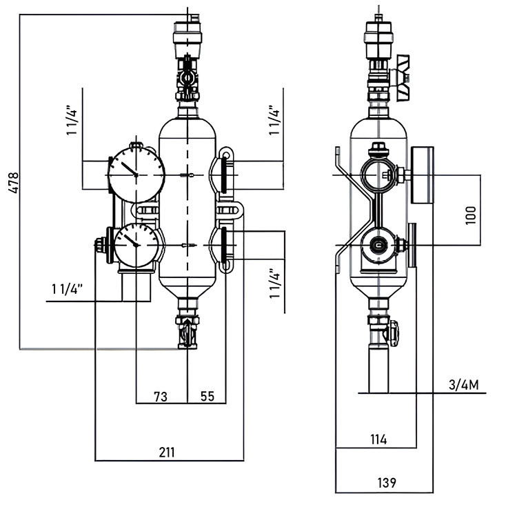 Гидравлическая стрелка VALTEC VT.VAR00.G 1 1/4'' DN 32 PN 10 бронзовая 2