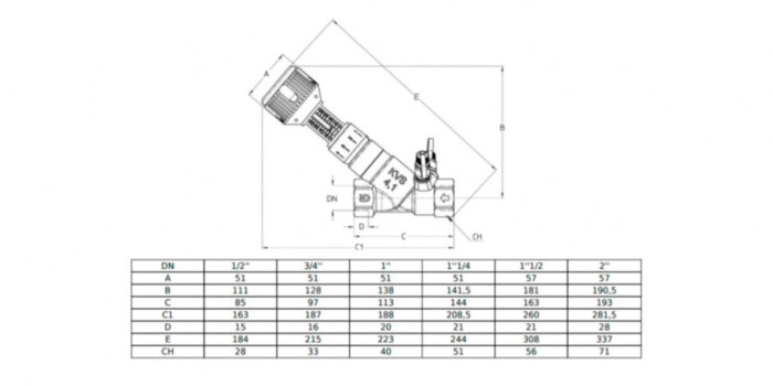Клапан Cim 747NL 1/2" Ру 25 балансировочный Cimberio