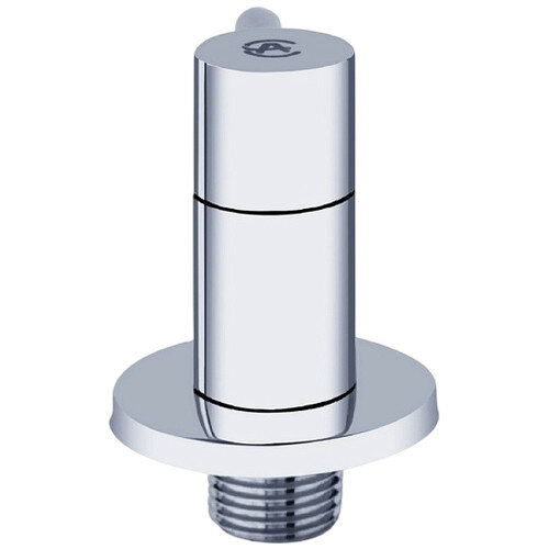 Клапан (вентиль) угловой для бытовых приборов латунный Aquasfera 1073 DN 15 PN 10 резьба - 1/2"х3/8", покрытие - хром, с отражателем, резьбовой НР-НР, маховик хромированный, 1073-03