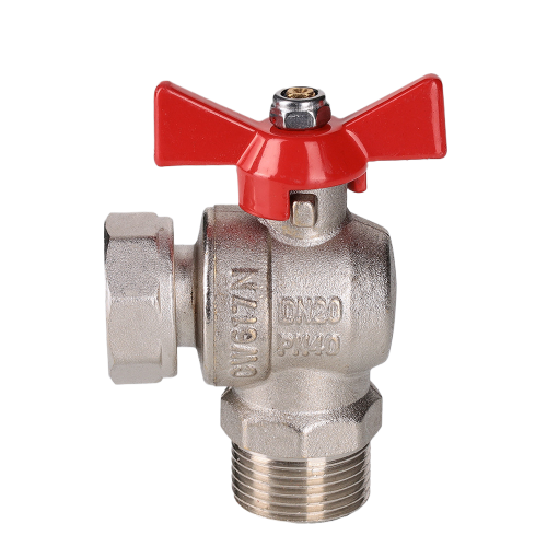 Кран шаровой VALTEC 1/2" Ду15 Ру40 угловой с накидной гайкой и наружной резьбой (короткий) VT.267.NS.0404