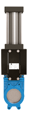 Задвижка шиберная VALSTOK VA-013-01-D/A-NBR Ду 125 Ру 10 с пневмоприводом односторонняя чугунная межфланцевая