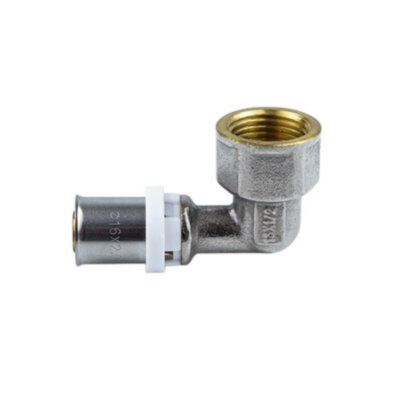 Угольник латунный Aquasfera 8007 DN 20x26.5 PN 16 резьба - 3/4'', покрытие - никель, резьбовой ВР/пресс, 8007-05