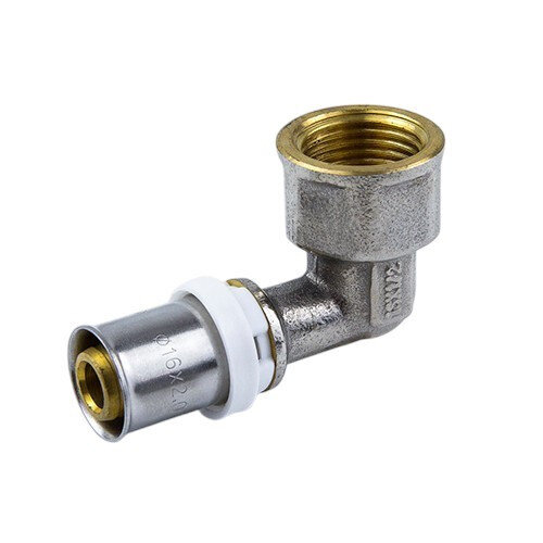 Угольник латунный Aquasfera 8007 DN 20x26.5 PN 16 резьба - 3/4'', покрытие - никель, резьбовой ВР/пресс, 8007-05