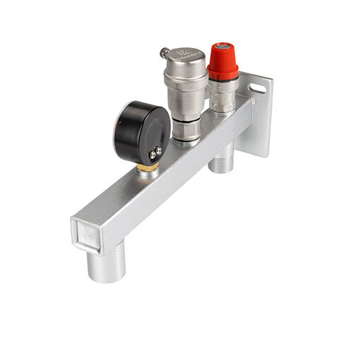 Группа безопасности VALTEC VT.495.0.0 3/4'' (0...10 бар) DN 20 PN 10 для расширительного бака на консоли из Ст.3, латунная с никелевым покрытием