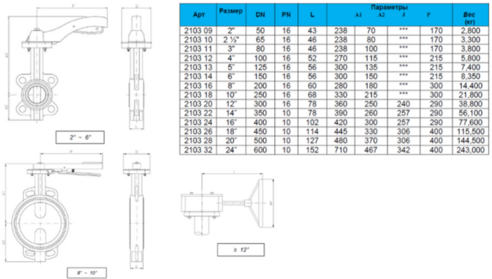 Затвор дисковый поворотный межфланцевый Genebre 2103 Ду100 Ру16 чугунный