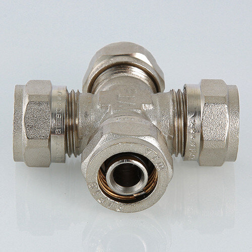 Крестовина VALTEC VTm.341 DN 20x16x20x16 PN 10 латунная никелированная