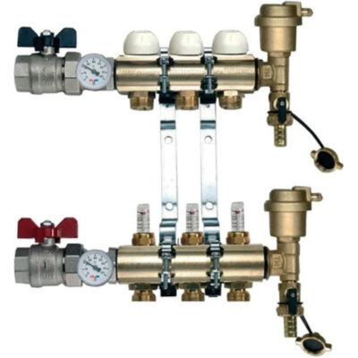 Коллекторная группа TIEMME 3 выхода в сборе с расходомерами