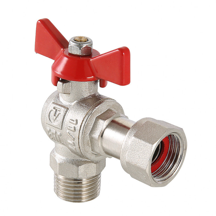 Кран шаровой VALTEC 1/2" Ду15 Ру40 угловой с накидной гайкой 1/2" и наружной резьбой VT.267.N.0404 1