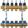 Коллекторная группа из латуни Stahlmann SML0001/03409BR 1"x3/4" 9 выходов под евроконус с расходомерами 1