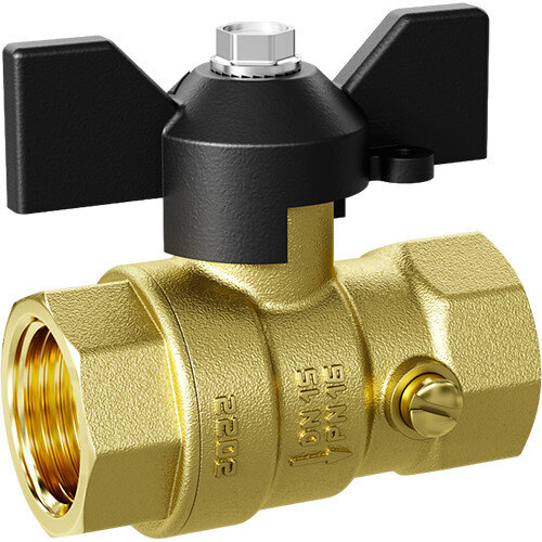 Кран шаровой латунный LD Pride 44.15.В-В.М.Б Ду 15 Ру 16 резьба (ВР-ВР) 1/2", никелированный с красной бабочкой, неполнопроходный