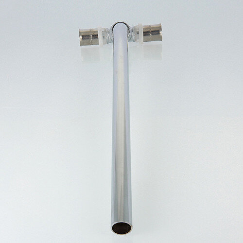 Тройник переходной VALTEC VTm.282.RH DN 20x15x16 PN 10 L=700 правый с хромированной трубкой латунный никелированный