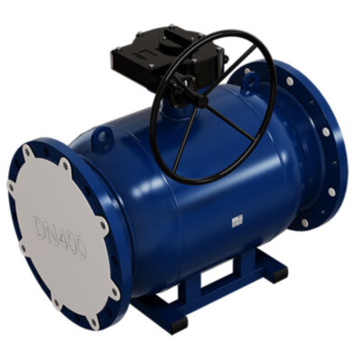 Кран шаровой ALSO RS КШ.Ф.П.RS.400.16-02 Ду 400 Ру 16 с редуктором полнопроходный фланцевый, корпус - 09Г2С