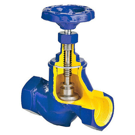 Вентиль запорный Zetkama 201 Ду40 Ру16 сальниковый чугунный резьбовой ВР/ВР (внутренняя/внутренняя) zGLO 201A040C00