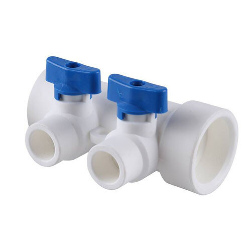 Коллектор распределительный Kalde 3262-mnb-400220 2 отвода DN 40 PN 25 с шаровыми кранами синяя рукоятка