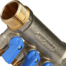 Коллектор распределительный STOUT SMB 6201 3 отвода ВР-НР 1"х1/2" DN 25 PN 10 с шаровыми кранами синяя рукоятка 3
