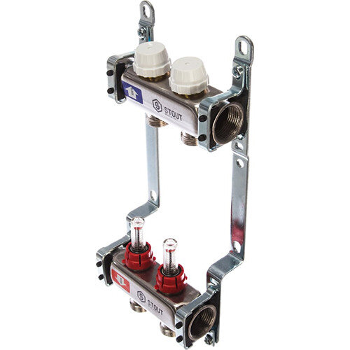 Коллектор STOUT с расходомерами 2 выхода