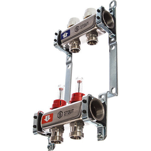 Коллектор STOUT с расходомерами 2 выхода