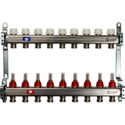 Коллектор STOUT с расходомерами 9 выходов