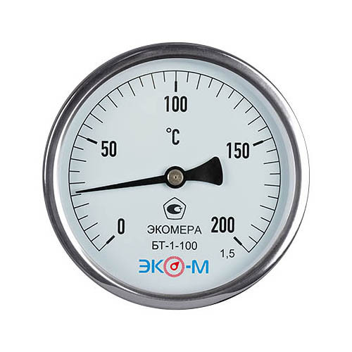 Термометр биметаллический ЭКОМЕРА БТ-1 Ду 100, Т 0-200C, L=60 1
