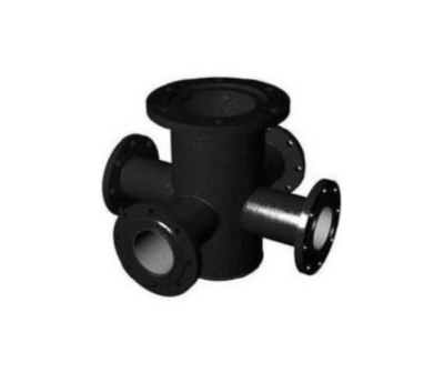 Крест ППКФ Ду 200х200 ВЧШГ ГОСТ 5525-88 чугунный фланцевый с пожарной подставкой