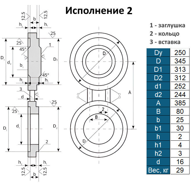 Заглушка 2-250-4,0 АТК 26-18-5-93 поворотная стальная Ду250 Ру40