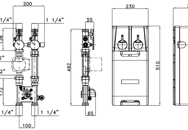 Насосный модуль VALTEC VT.VAR21.G.07 DN 32 PN 10 с байпасом и четырехходовым клапаном 2
