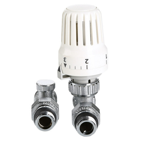 Комплект терморегулирующего оборудования Valtec VT.046.NER 1/2" x 3/4" (евроконус) DN 15 PN 10 для радиатора прямой 3