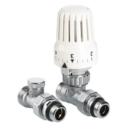 Комплект терморегулирующего оборудования Valtec VT.046.NER 1/2" x 3/4" (евроконус) DN 15 PN 10 для радиатора прямой 1