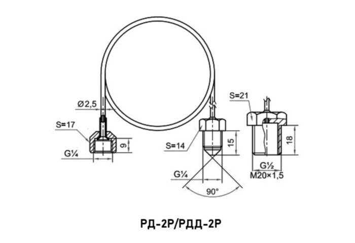 Трубка капиллярная РОСМА РД-2Р/РДД-2Р L=1,5 м Дкорп=2,5 мм 3,5 МПа G1/4"x1/2" 00000031698