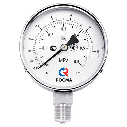 Манометр РОСМА ТМ-511Р.00 NH3 (0…0,6 МПа) Дкорп=100мм кл. 1,5 M20x1,5 аммиачный радиальный УТ-00050180 1