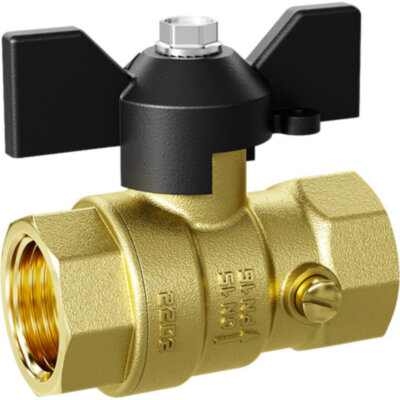 Кран шаровой латунный LD Pride 44.15.В-В.М.Б М20 Ду 15 Ру 16 резьба (ВР-ВР) 1/2", никелированный с красной бабочкой, неполнопроходный