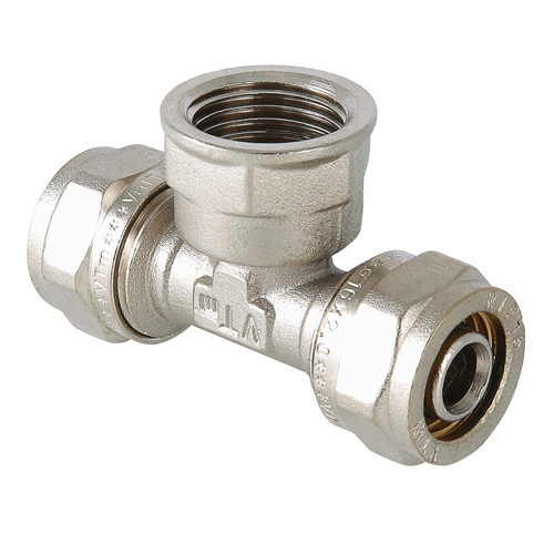 Тройник переходной VALTEC VTm.332 ВР 1" DN 26x25x26 PN 10 латунный никелированный 1