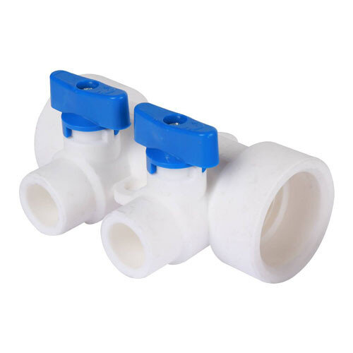 Коллектор распределительный Kalde 3272-mnb-400220 2 отвода DN 40 PN 25 с шаровыми кранами синяя рукоятка воздухоотводчик