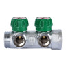 Коллектор распределительный STOUT SMB 6850 2 отвода ВР-НР 1"х3/4" DN 25 PN 16 с регулирующими клапанами 2
