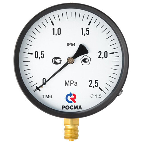 Манометр РОСМА ТМ-610Р.00 IP54 (0...1 кгс/см2) Дкорп=150мм кл. 1,5 M20x1,5 общетехнический с повышенной пылевлагозащищенностью радиальный 00000007778