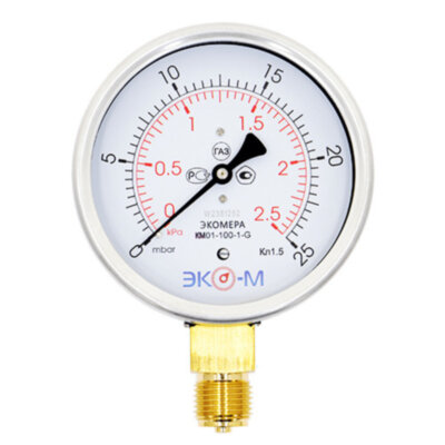 Манометр (тягомер) ЭКОМЕРА КМ Ду 100 мм Ру 0-2,5 кПа