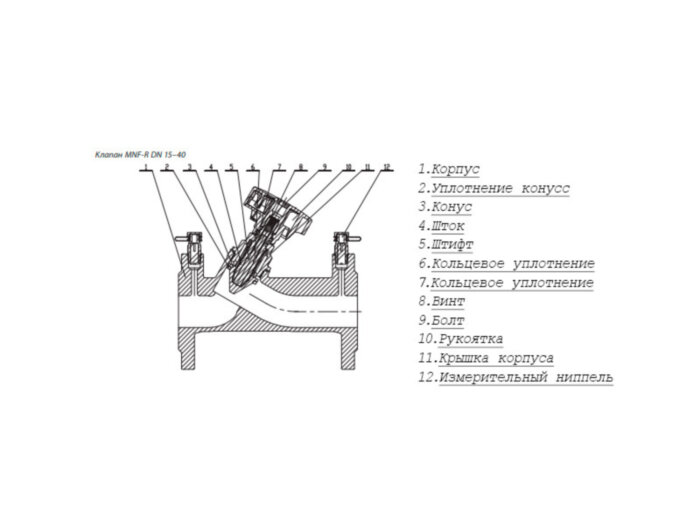 Клапан MNF-R Ду 15 Ру 25 балансировочный Ридан