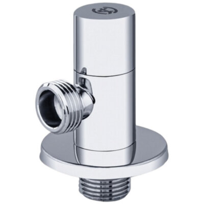 Клапан (вентиль) угловой для бытовых приборов латунный Aquasfera 1072 DN 15 PN 10 резьба - 1/2"х3/8", покрытие - хром, с отражателем, резьбовой НР-НР, маховик хромированный, 1072-03