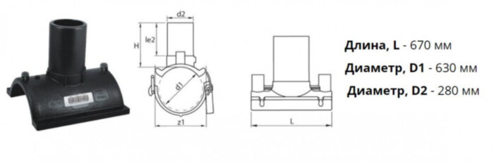 Патрубок-накладка э/с 630х280 мм SDR11 ПЭ100 электросварной