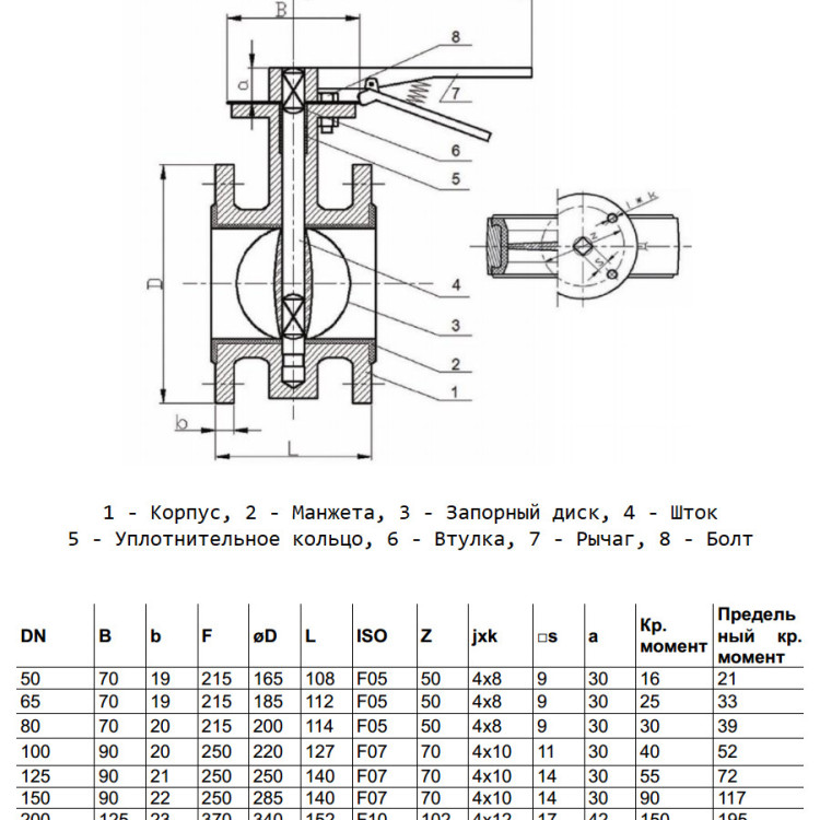 Затвор дисковый чугунный Benarmo 2110H DN 50 PN 16 поворотный фланцевый с рукояткой 2