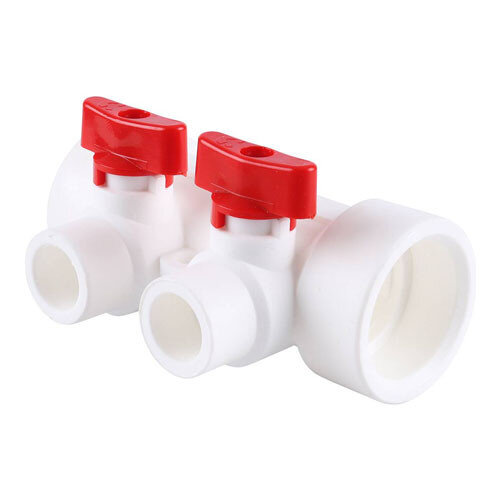 Коллектор распределительный Kalde 3262-mnr-400220 2 отвода DN 40 PN 25 с шаровыми кранами красная рукоятка