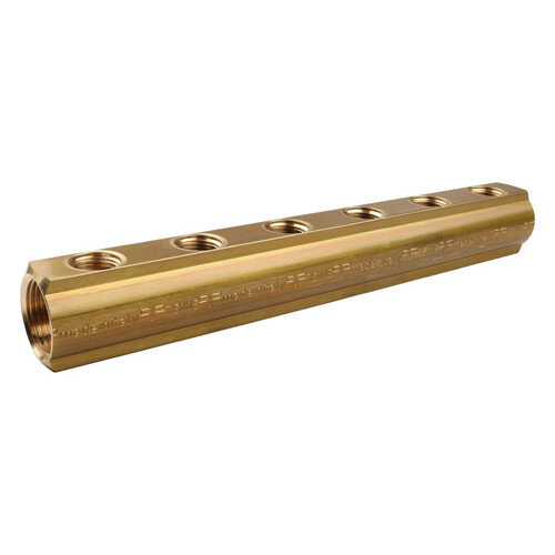 Коллектор распределительный Tiemme 1970002 6 выходов ВР 1"х1/2" DN 25 PN 16 без регулировки