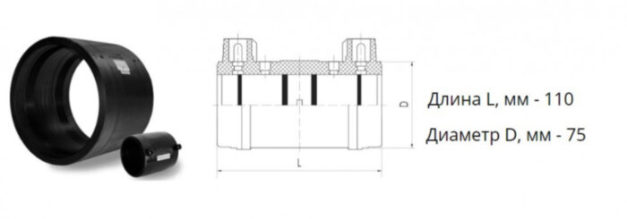 Муфта э/с 75 мм SDR 17 ПЭ100 электросварная