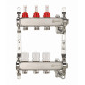 Коллекторная группа из нержавеющей стали Aquasfera 9501 DN 20/25 PN 6 резьба - 1"х3/4"х2, под евроконус с расходомерами, с дренажным краном, резьбовая ВР-НР, 9501-01 1