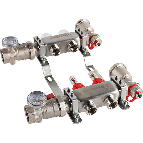 Коллектор ROMMER в сборе с расходомерами 2 выхода