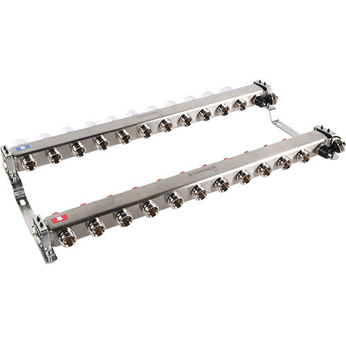 Коллектор ROMMER без расходомеров с клапаном вып. воздуха и сливом 11 выходов