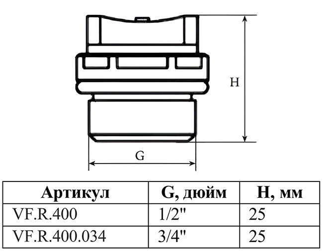 Воздухоотводчик ручной VALFEX VF.R.400.034 Ду 20 Ру 10 для радиатора латунный 2