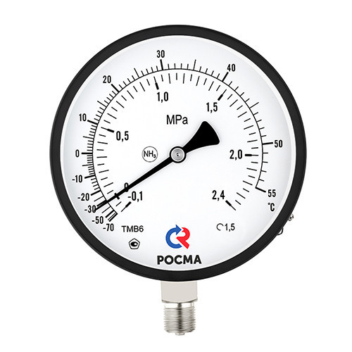 Мановакуумметр РОСМА ТМВ-611Р.00 NH3 (-0,1...0,9 MПa) Дкорп=150мм кл. 1,5 M20x1,5 аммиачный радиальный УТ-00054388 1
