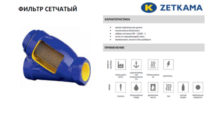 Фильтр сетчатый ZETKAMA 823A Ду25 Ру16 чугунный резьбовой zSTRA 823А025С10