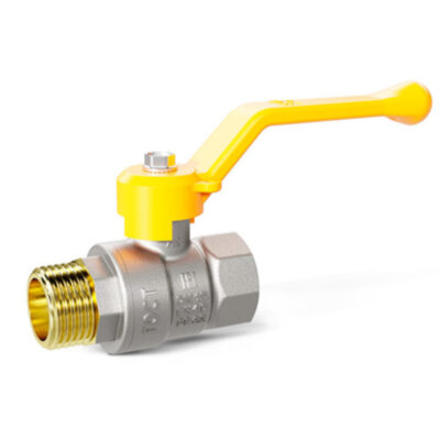 Кран шаровой латунный LD Pride 47.40.В-Н.Р GAS Ду 40 Ру 25 резьба (ВР-НР) 1 1/2", никелированный, неполнопроходный